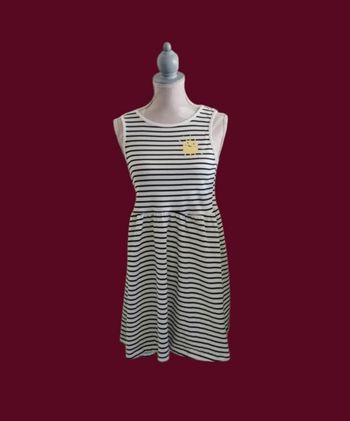 Robe blanche rayée bleue marine soleil pailleté C&A taille 10 ans