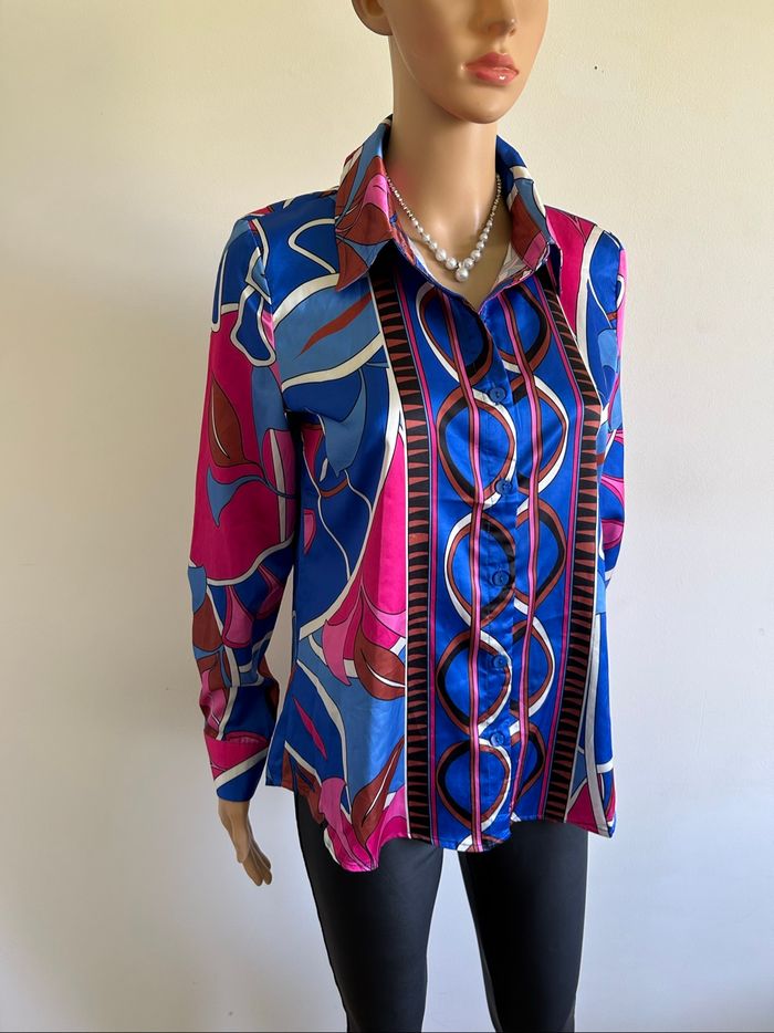 Chemise imprimée neuve à manches longues In Vogue taille S - photo numéro 2