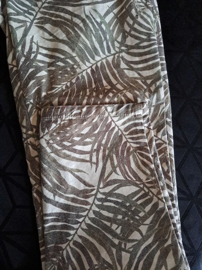 Pantalon original imprimé feuille de fougères taille haute 38 - photo numéro 12