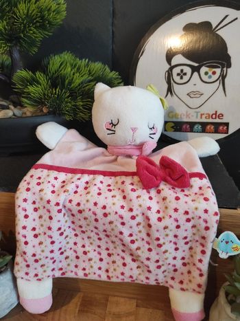 Doudou Chat Rose Noeuds Oiseau Leclerc Mots D'enfants Rose Plat #geektradedoudou