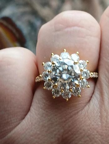 Bague argent plaqué or jaune Moissanite 