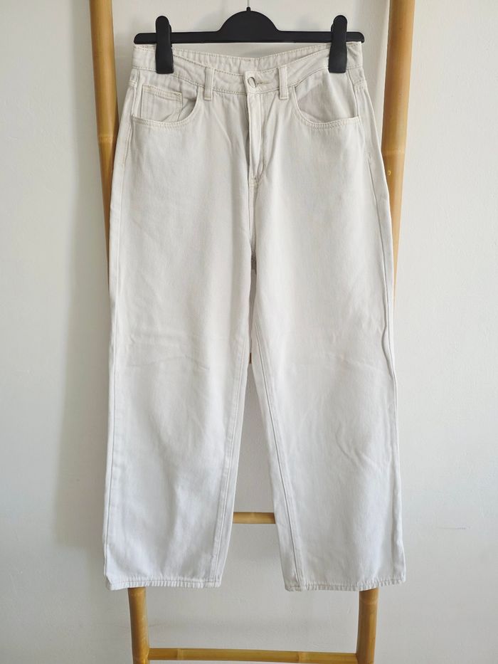 Jeans jambes larges type wide blanc cassé