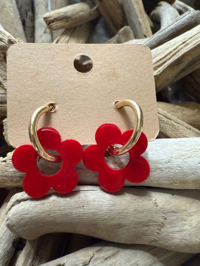 Boucle fleur fantaisie rouge