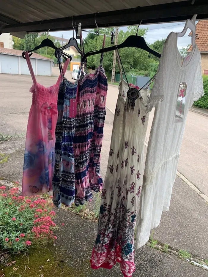 Lot 5 vêtements été neuf fille robe combi short, taille 12 ans - photo numéro 2