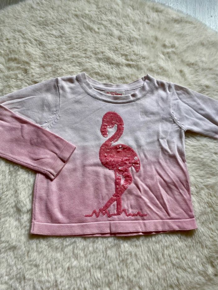 Pull flamant rose DPAM 2 ans - 92 cm