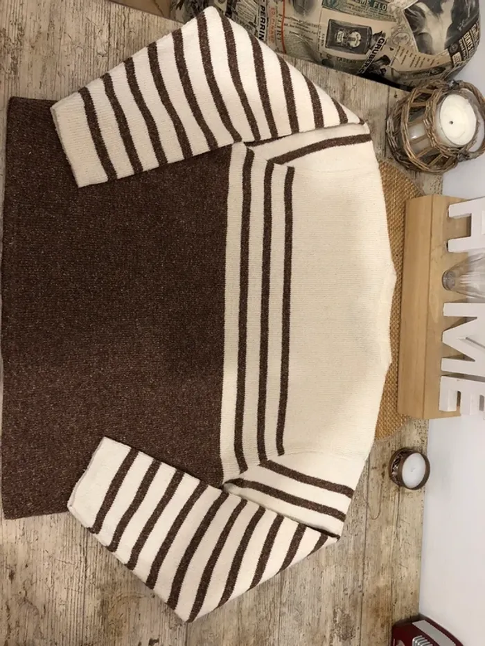 Pull rayé marron - photo numéro 5