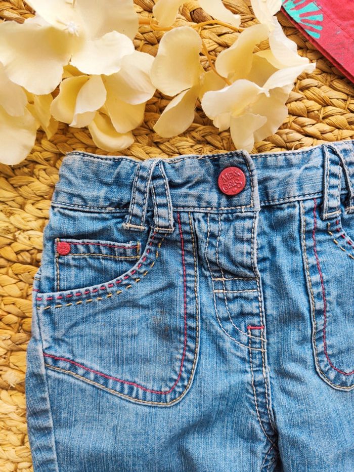 Ensemble printemps/été blouse manche courte et pantacourt en jean 18 mois - photo numéro 5