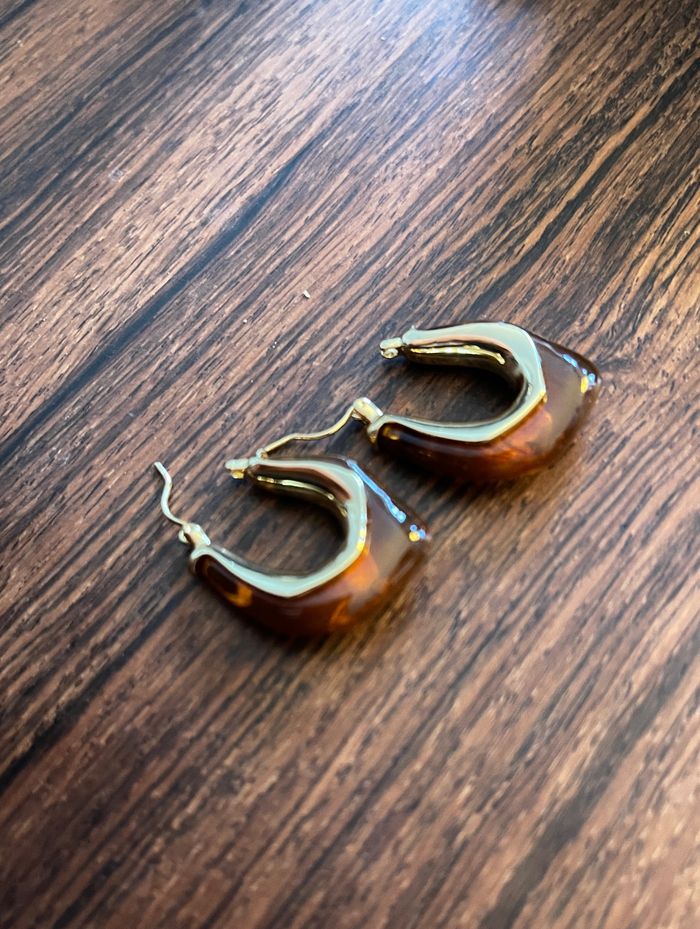 boucles d’oreilles ambre et doré