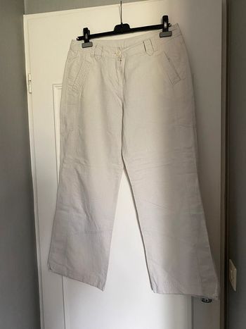 Pantalon crème lin et coton Camaïeu taille 40