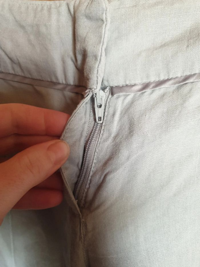 Pantalon gris lin - taille 42 - marque Promod - photo numéro 3