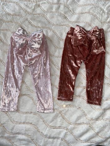 Lots de deux legging en velours avec nœud papillon derrière