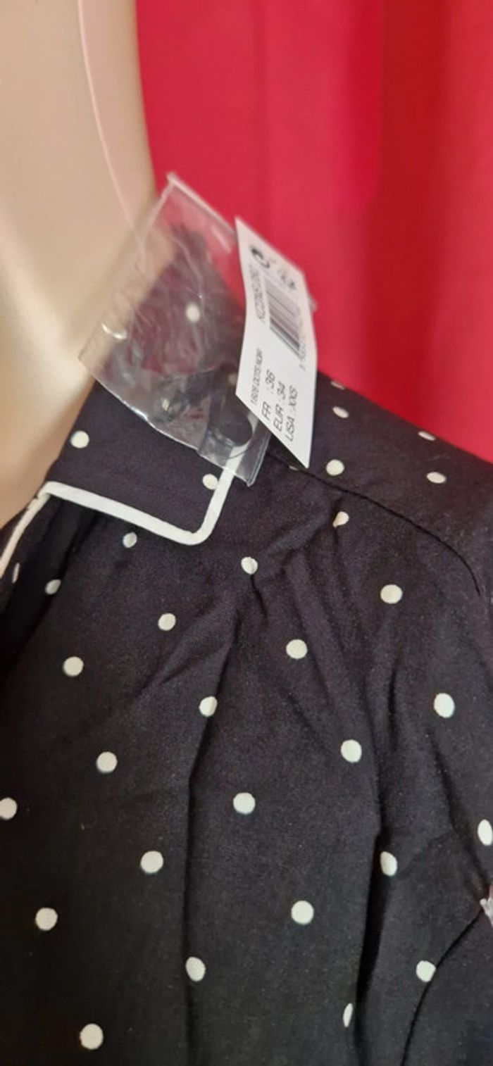 Chemise noire petits pois blanc taille 36 neuf - photo numéro 2