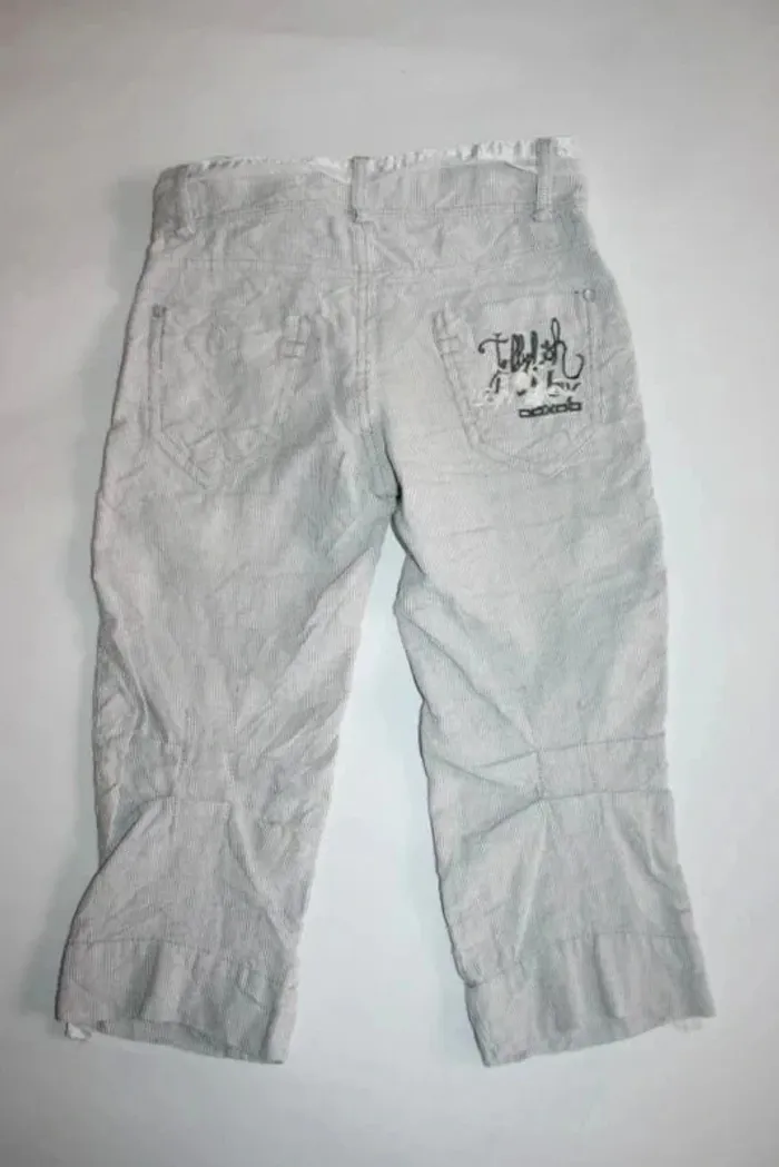 Joli pantacourt Ooxoo rayé finement gris/blanc 8 ans - photo numéro 2