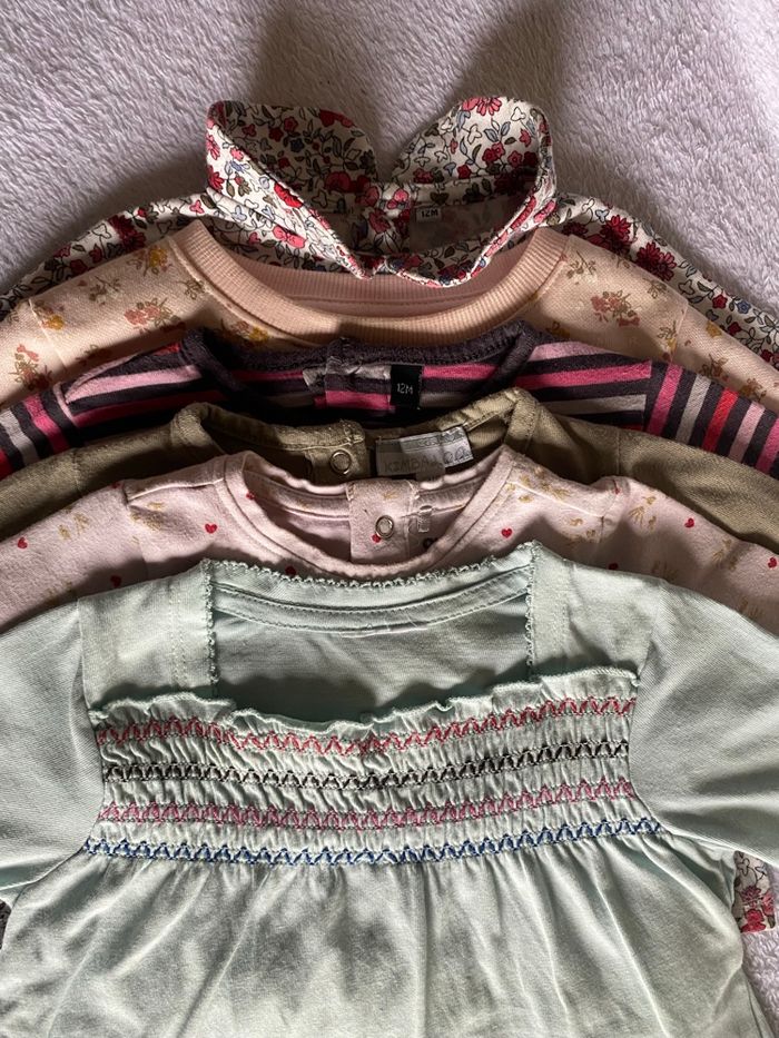 lot de 6 t-shirts manches longues bébé fille 12 mois