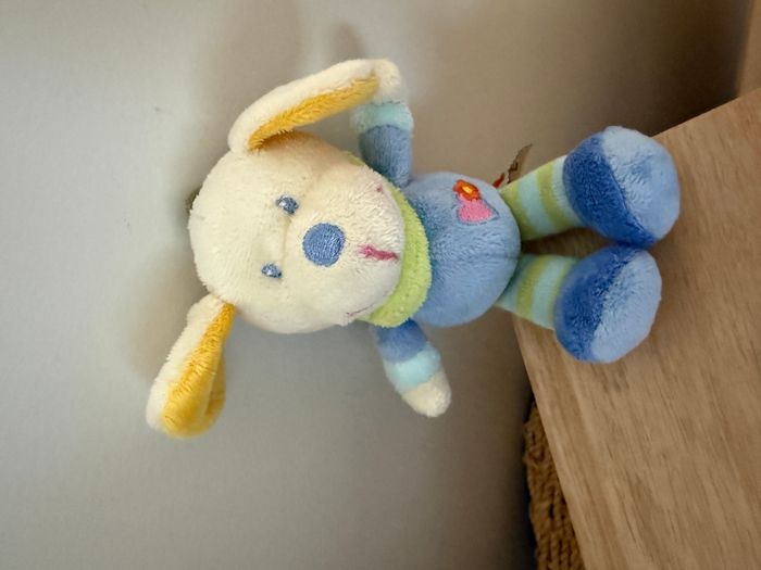 doudou chien bleu cœur rose porte clés - photo numéro 1