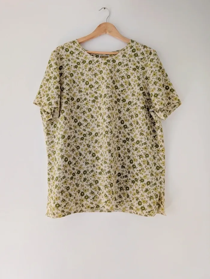 T-shirt oversize ample fluide vintage rétro vert fleuri taille 40 - photo numéro 6