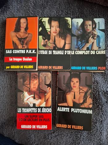 Lot de 5 romans policiers de Gérard De Villiers en bon état