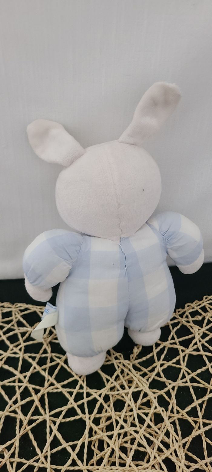 Doudou lapin blanc bleu BEBE JACADI - photo numéro 3