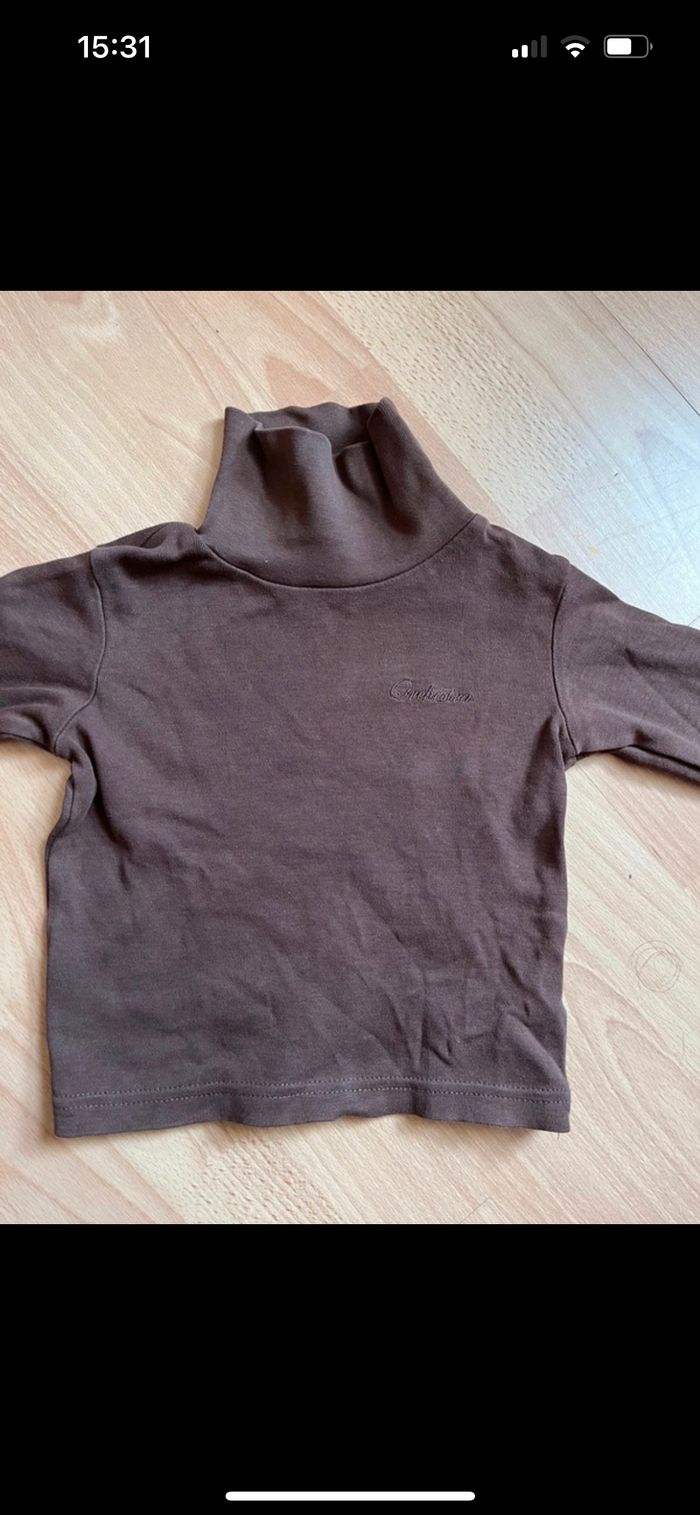 Joli sous-pull marron à col roulé ORCHESTRA T. 2 ans/92 cm garçon TBE - photo numéro 3
