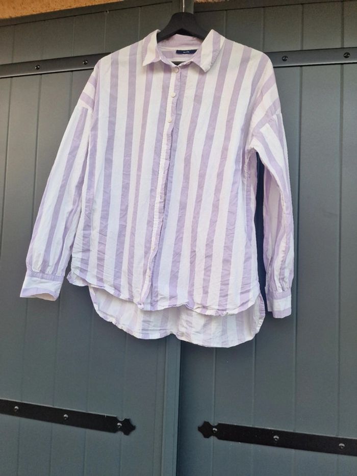 Chemise blanche a rayures lila kiabi - photo numéro 3