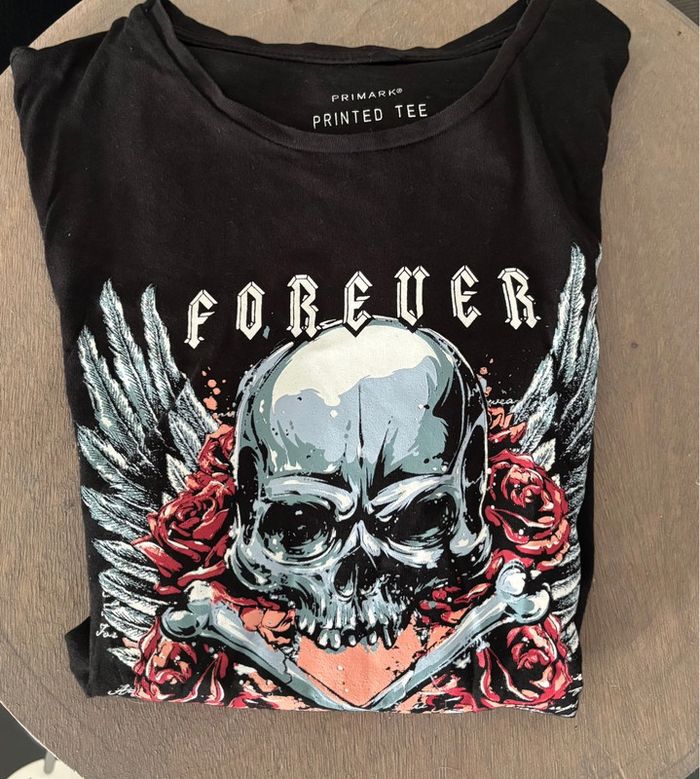 🖤 Tee-shirt noir tête de mort - Primark Taille 34 - Très bon état - photo numéro 6