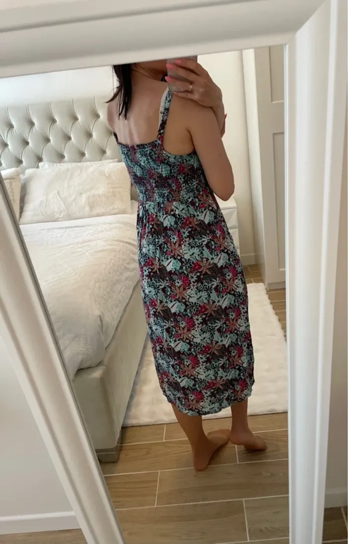 Robe longue fleuri turquoise/bleu/rose 36 - photo numéro 2