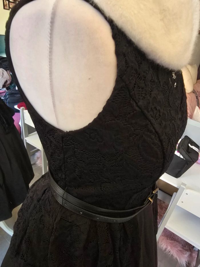 Robe pinup sublime cérémonie bi matière + ceinture belle poque neuve - photo numéro 2