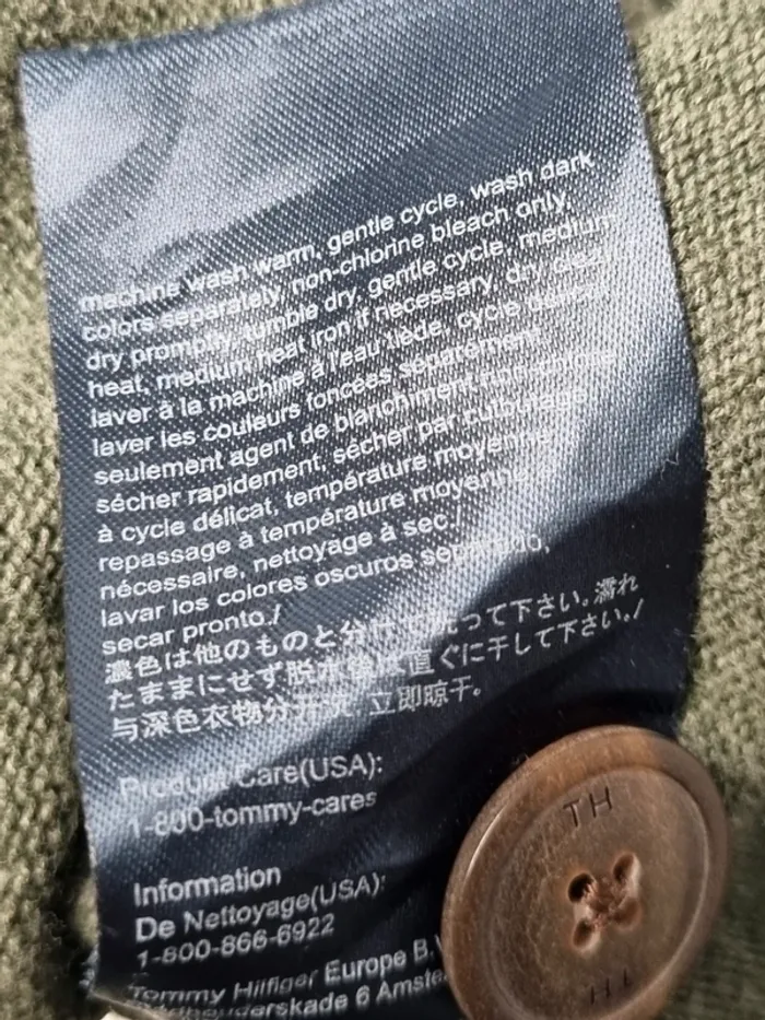 Pull fin col châle Tommy Hilfiger vert – Taille M Homme (mesures en photos) - photo numéro 8