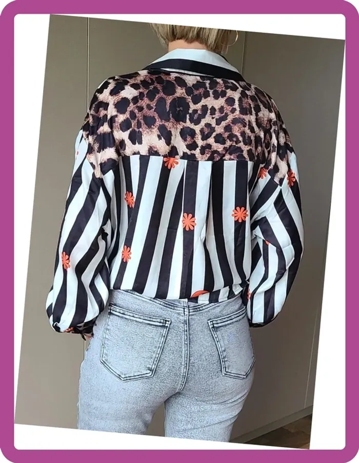 Chemise à rayures, effet Soie, Neuve avec étiquette, Taille S (36/38) - photo numéro 2