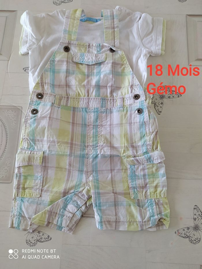 Ensemble salopette courte et t -shirt manches courtes 18 mois Gémo