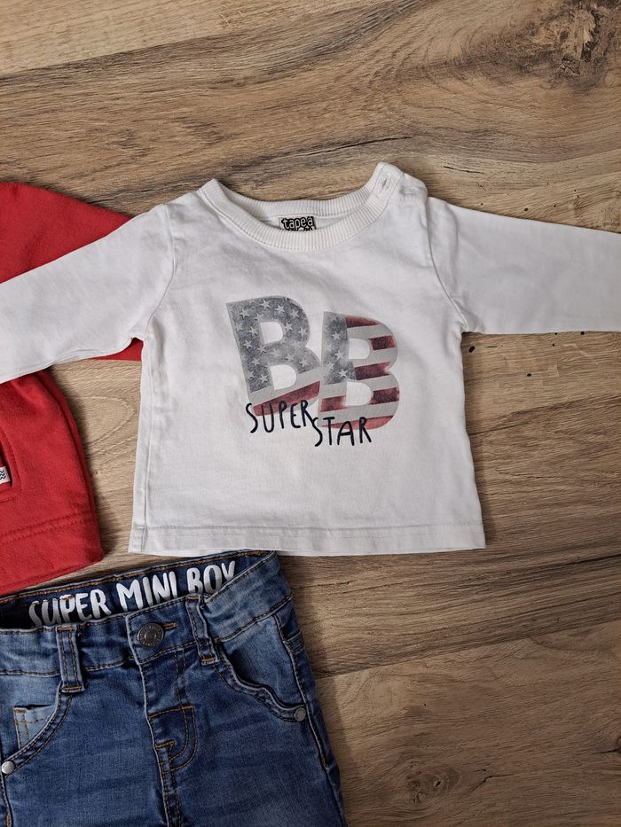 Ensemble gilet haut jean bon état tape à l'œil  3 mois - photo numéro 3