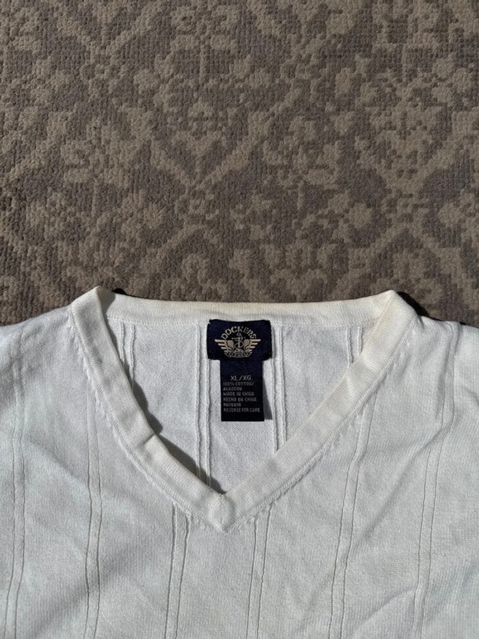 Pull blanc col V Dockers femme - Taille XL - photo numéro 3