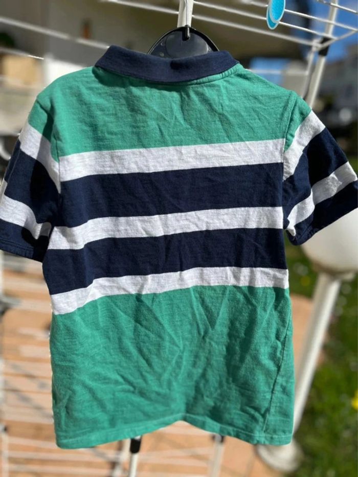 Polo Okaidi taille 8 ans vert bleu blanc - photo numéro 2