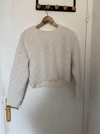 Sweat effet fourrure beige/blanc Zara Taille S