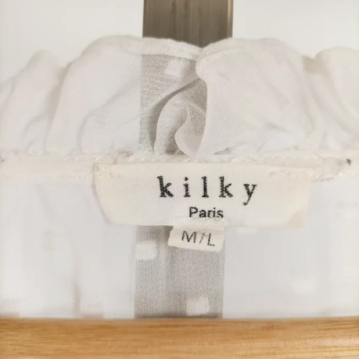 Blouse blanche romantique à plumetis transparents – Kilky Paris – taille M/L A1318 - photo numéro 7