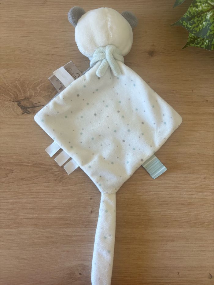 Doudou plat panda loulou attache sucette gris blanc nattou - photo numéro 2