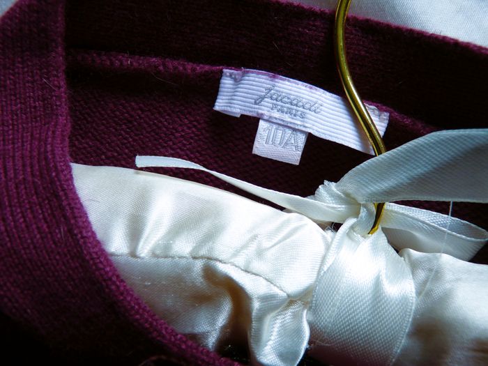 Gilet laine Fille Jacadi 10 ans cardigan noeud violet TBE - photo numéro 4