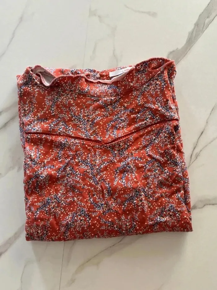 Robe rouge fleurie –Camaïeu – Taille 40 - photo numéro 5