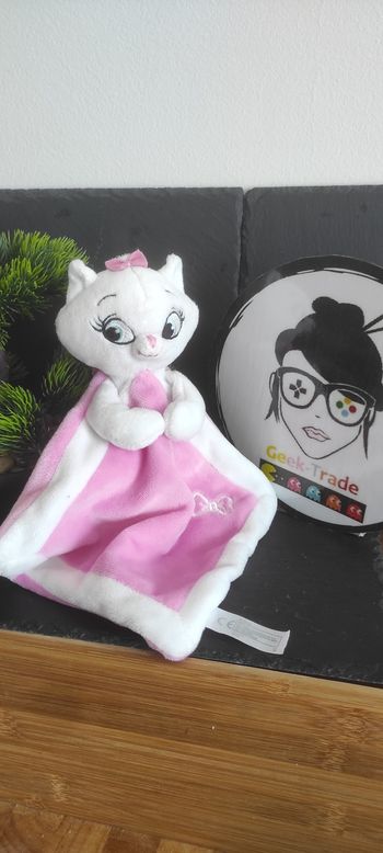 Doudou plat chat Marie rose blanc Aristochats disney nicotoy noeud Bleu Mouchoir