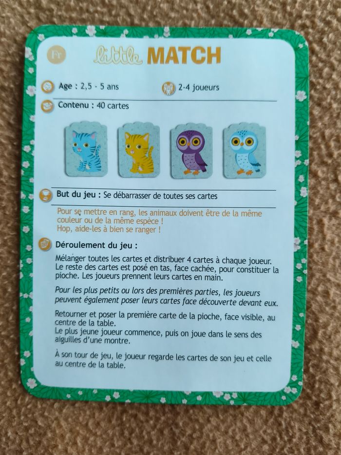 Jeu de cartes Djeco little match animaux 2 ans 1/2 - 5 ans - photo numéro 3