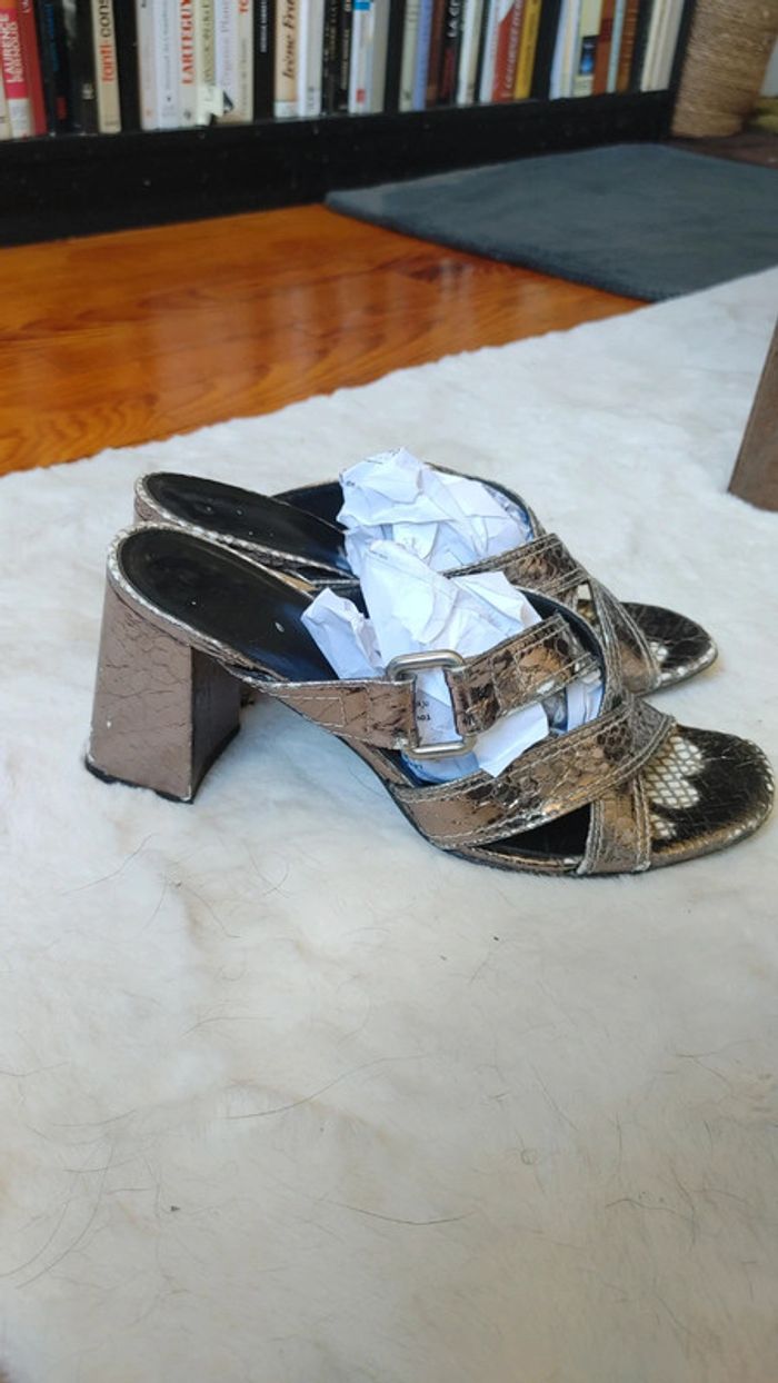Mule en cuir argenté écailles - photo numéro 4
