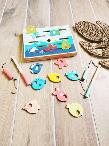 🎣 Coffret Pêche à la ligne magnétique/aimantée en bois marque Vertbaudet