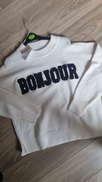 Pull primark "Bonjour " tout neuf beige L mais grand