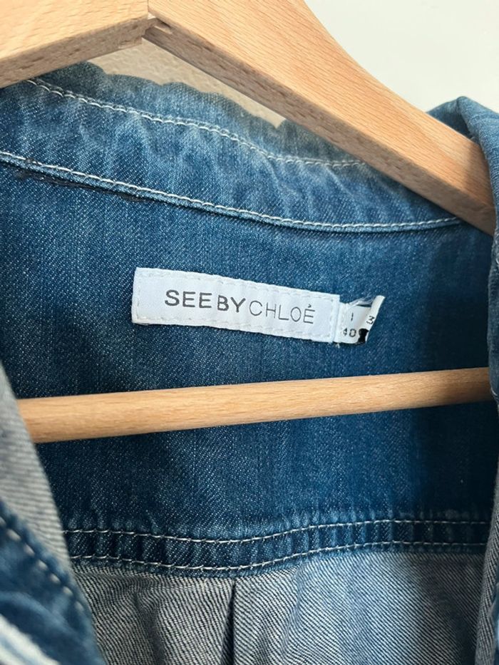 Combishort combinaison en jean See by Chloé – manches longues, ceinture à nouer, taille 38/40 - photo numéro 4