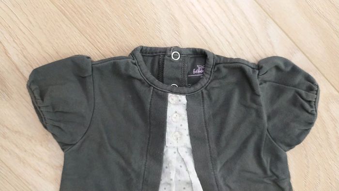 T-shirt 2 en 1 gris blanc bouton pailette - photo numéro 3