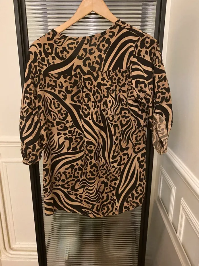 Chemisier neuf  viscose camel et noir taille unique - photo numéro 4