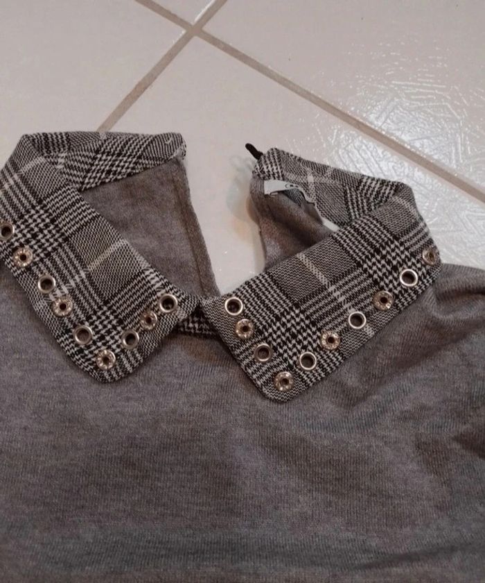 Pull femme col claudine gris - photo numéro 11