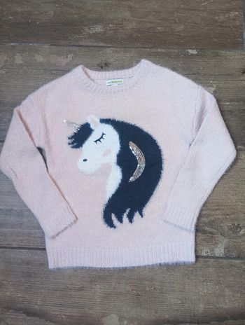 Pull Fille 5 ans Licorne sequins Vertbaudet