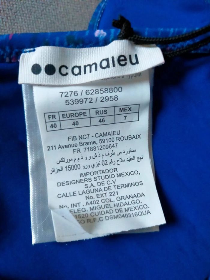 Haut de bikini Camaïeu – Bleu à motifs – Taille 40 - photo numéro 4