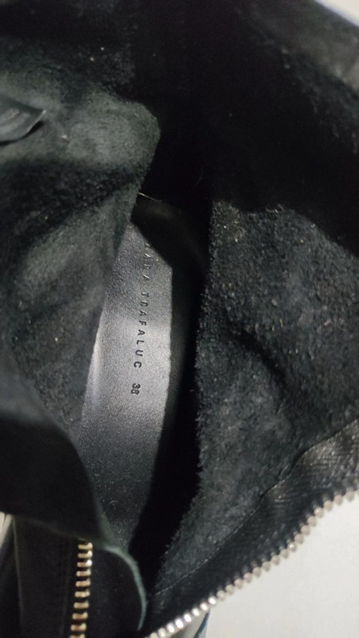 Bottines zippées en cuir véritable à talons Zara trafaluc Heel moto ankle boots taille 38 moto - photo numéro 8